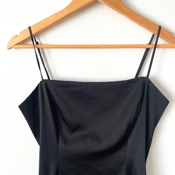 Aritzia Sunday Best Dunne Satin Square Neck Mini Dress  Black Size 4 - Picture 4 of 8